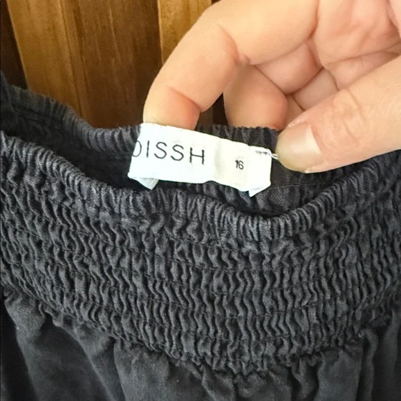 DISSH 100% Linen Smocked Square Neck Knee length Dress. Size 16 - Picture 5 of 10